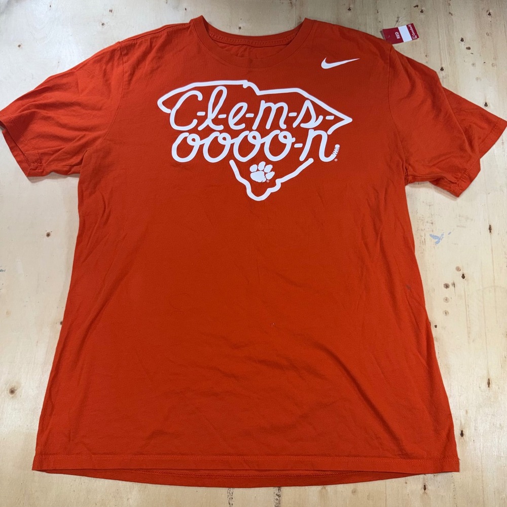 Nike Clemson Tigers Mens L Orange Graphic T Shirt Athletic Cut NCAA Football